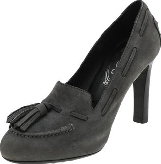 Tod's Tods Grey Suede Tassel Loafer Pumps