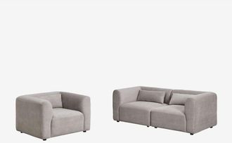 Sklum Sklum - Conjunto De Sal&oacute;n Con Sof&aacute; Modular De 2 Piezas Y Sill&oacute;n Fogler