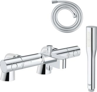 GROHE Pack Mezclador Termost&aacute;tico Grohe Precision Get Con Columnas + Teleducha Vitalio Get Stick 1 Jet + Flexo 1750 Mm