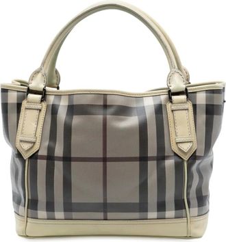 Burberry Borsa a mano in tela cerata con motivo Smoked Check 2000-2017 - Marrone