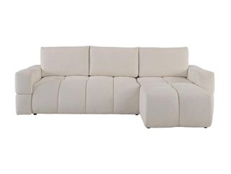 VENTE-UNIQUE.COM Sof&aacute; rinconera poli&eacute;ster 5 plazas beige 301x178cm