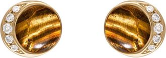 Eden Presley Moonrise Stud Earrings in Yellow Gold - Tiger Eye at Nordstrom, Size Small