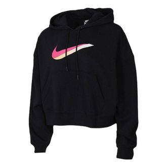 Nike (WMNS) Nike Sportswear Icon Clash Fleece Hoodie Black Pink DJ1075-010