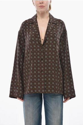 Moschino COUTURE! Silk Shirt With Geometric Pattern size 42