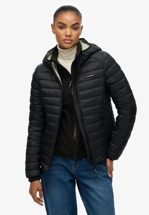 Superdry Steppjacke SUPERDRY HOODED FUJI LITE PADDED JACKET, Damen, Gr. M, schwarz, Steppware, Obermaterial: 100% Nylon, unifarben, slim fit, Jacken Steppjacke