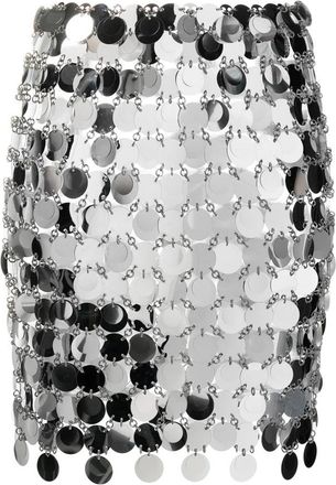 Paco Rabanne Zilveren Mini-rok met Ronde Schijfjes - Dames - Korte rokken - Grijs - XS - Polyester - Rokken