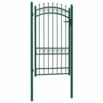 vidaXL Puerta De Valla Con Picos Acero Verde 100x175 Cm Vidaxl