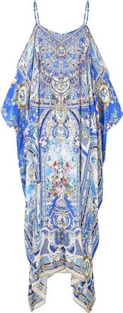 Camilla Drop Shoulder Strap Kaftan Ottoman Opulance - Dames - Maxi kleedjes - Blauw - ONE Size - Kleedjes