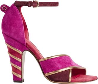 Ferragamo Ether Leather-Trimmed Suede Sandals, Size 7 D