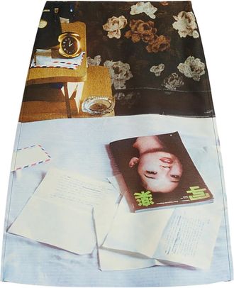 Jil Sander Gonna midi con stampa - Giallo