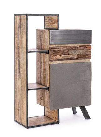 Konte Design Aparador de madera de mango y acero negro, 90x40x140 cm