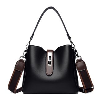 Generic Compact Leather Bag - Lightweight Womens Handbags &brvbar; Shoulder Bags with Magnetic Buckle, Leather Bucket Bags with Secure Storage, Tote Bag, Bucket Purs