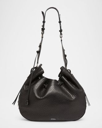 Isabel Marant Bolton Pebble Leather Drawstring Hobo Bag