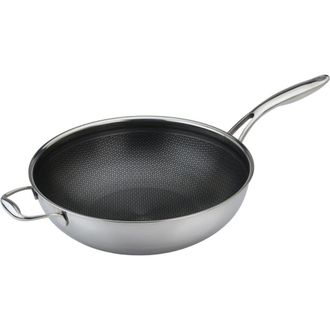 Frieling Black Cube 12-1/2 Inch Stainless/Nonstick Hybrid Wok in Silver at Nordstrom