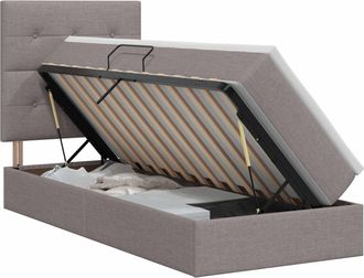 vidaXL Cama Con Almacenamiento Y Colch&oacute;n Topo 100 X 200 Cm Tela Vidaxl