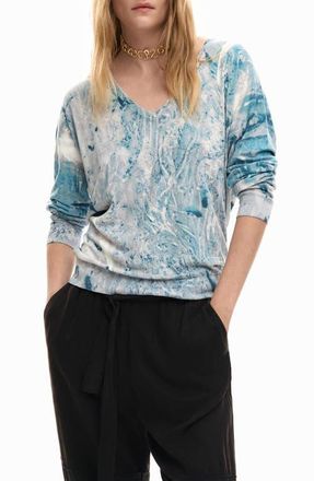Desigual Abstract Print Sweater in Blue at Nordstrom, Size X-Small