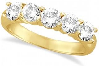Allurez Five Stone Diamond Ring Anniversary Band 18k Yellow Gold (1.50ct)