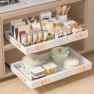 OEM Cajones Deslizantes Adhesivos Para Cocina De 32-53&times;43&times;7 Cm, Ajustables, No Requieren Taladrado, Color Blanco