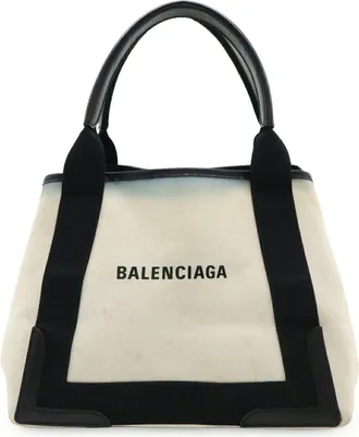 Balenciaga Black Canvas Leather Handbag Pouch Tote Bag (Pre-Owned)