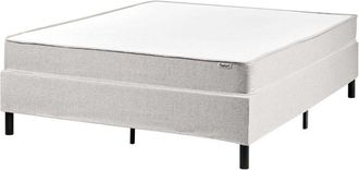 Beliani Divan Bed Light Grey Polyester Upholstery EU Double Size 4ft6 without Headboard Pocket Spring Mattress Bedroom COUNTESS