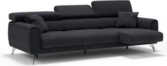 Divani.Store Sof&aacute; 3 plazas extensibles en tejido impermeable 244 cm negro