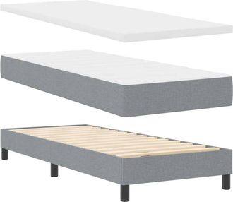 vidaXL Cama Box Spring Con Colch&oacute;n Con Colch&oacute;n Gris Claro 80 X 200 Cm Vidaxl