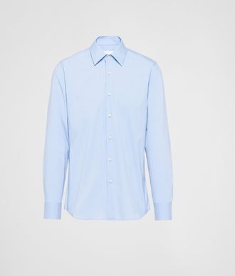 Prada Stretch Cotton Shirt, Man, Sky Blue, Size 43