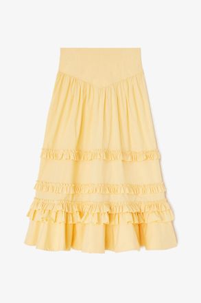 Ganni Italian Straw Skirt in Yellow Cotton - Size 10/12 Organic