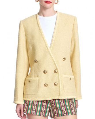 Corey Lynn Calter Evelyn Tweed Jacket In Bamboo