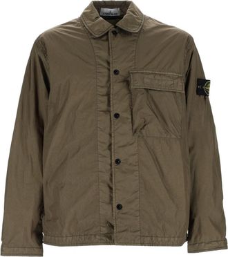 Stone Island Olive Regular Solid Overshirt