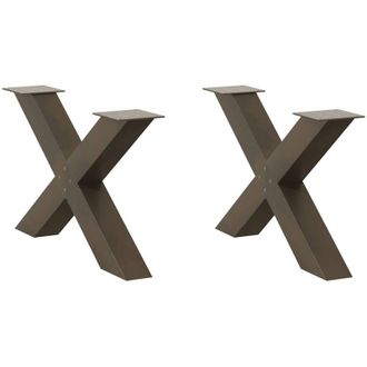 vidaXL Vidaxl - Patas Para Mesa De Centro En Forma De X (2 Unidades), Acero Natural, 70 X (42-43) Cm