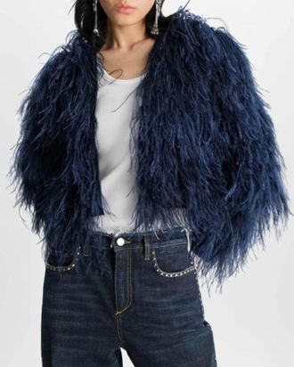 Dorothee Schumacher Feathery Volume Jacket In Midnight Blue