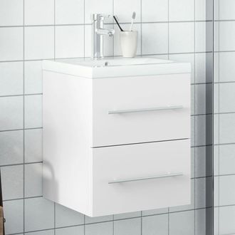 vidaXL Mueble De Ba&ntilde;o Con Lavabo Integrado Blanco Vidaxl
