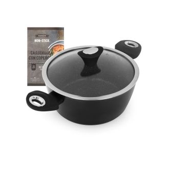 KASANOVA Casseruola antiaderente 24 cm Collection nera con coperchio