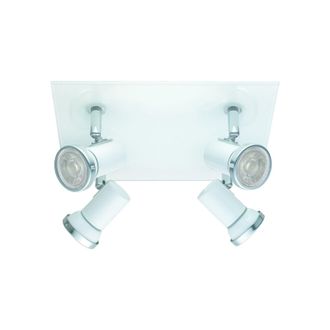 Loops Wall Flush Ceiling Light IP44 Bathroom Colour White Chrome Bulb GU10 4x3.3W Incl