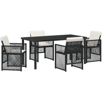vidaXL Conjunto De Comedor De Jard&iacute;n 5 Pcs Negro Rat&aacute;n Sint&eacute;tico Vidaxl