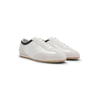 BOSS Leather sneakers with suede trims