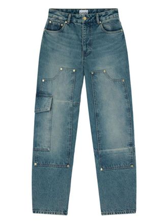 Ganni Blue Straight Mid Rise Jeans