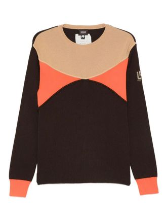 Versace 2001-2002 colour-block crew-neck sweater - men - Acrylic/Virgin Wool - L - Neutrals