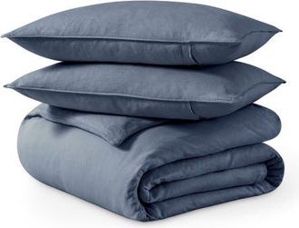 Bare Home 100% European Linen Duvet Cover and Sham Set in Indigo at Nordstrom, Size King