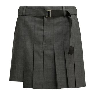 sacai Shorts in lana plissettati - - Skirts - Donna - Grigio - M