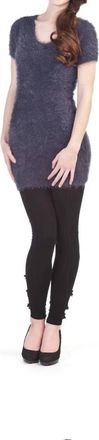 Papillon Short Sleeve Fuzzy Sweater Dress In Violet