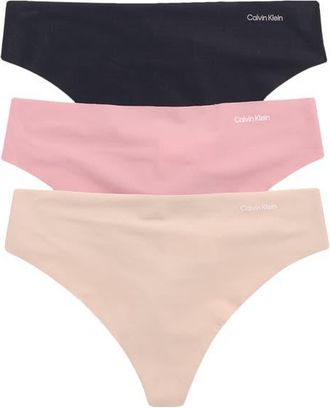 Calvin Klein Invisibles 3-Pack Thongs in Black/Cedar/Soft Mauve at Nordstrom, Size X-Large