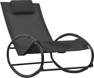 vidaXL Tumbona Con Almohada Acero Y Textilene Negro Vidaxl