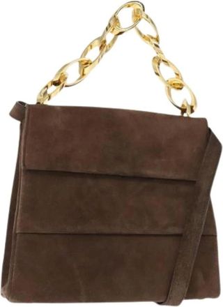 Ferragamo Pre-owned Shoulder Bags, female, Brown, Size: ONE SIZE Pre-owned Suede Shoulder Bag