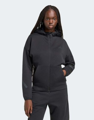 adidas Z.N.E. - Felpa con cappuccio e zip nera-Nero