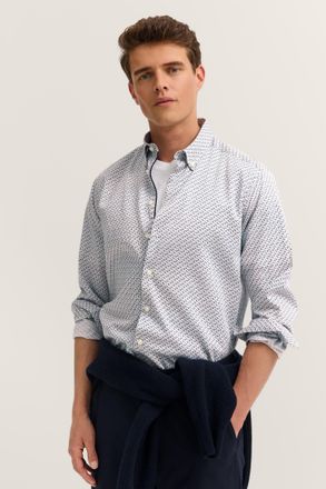 Bugatti Herren Vrijetijdsshirt met lange mouwen en kleine print