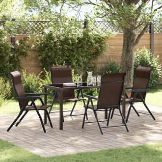 Berkfield Home 5 Piece Garden Dining Set Brown Poly Rattan
