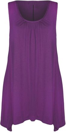 Generic New Ladies Hanky Hem Womens Sleeveless Scoop Neck Jersey Long Tunic Vest Top 8-26 (UK 20/22, Purple)