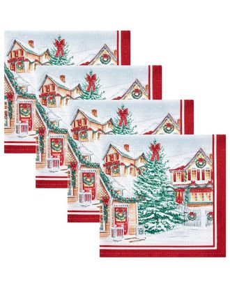 Elrene Set Of 4 Storybook Christmas Village Holiday Napkins